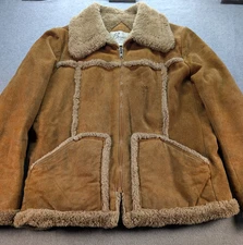 Vintage Bermans Suede Leather Faux Fur Sherpa Lined Jacket Coat Mens Sz 40 Korea