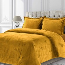 Tribeca Living Venice Velvet Oversized Solid Duvet Set,3 pcs, Queen, Gold VE...