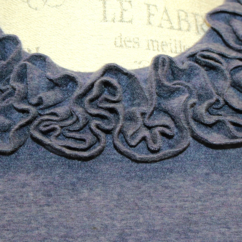 Blusa Top Marc by Marc Jacobs Sin Mangas 100% Lana Azul Marino Tanque Volantes Cuello Mediana Foto 4 de 4