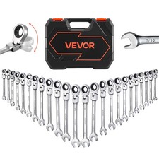 VEVOR Flex-Head Ratcheting Wrench Set Combination Wrench Set 24-Piece SAE Metric