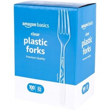 Disposable Clear Plastic Forks Bulk 100 Count Premium Quality Heavy Duty Large