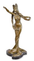 Bronzeskulptur Einer Dame Nach Chalon Replikat Retro Design Dekoration