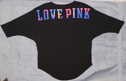 Victoria's Secret PINK Relaxed Fit Dolman Sleeve Vneck Tshirt Multi Color Logo S