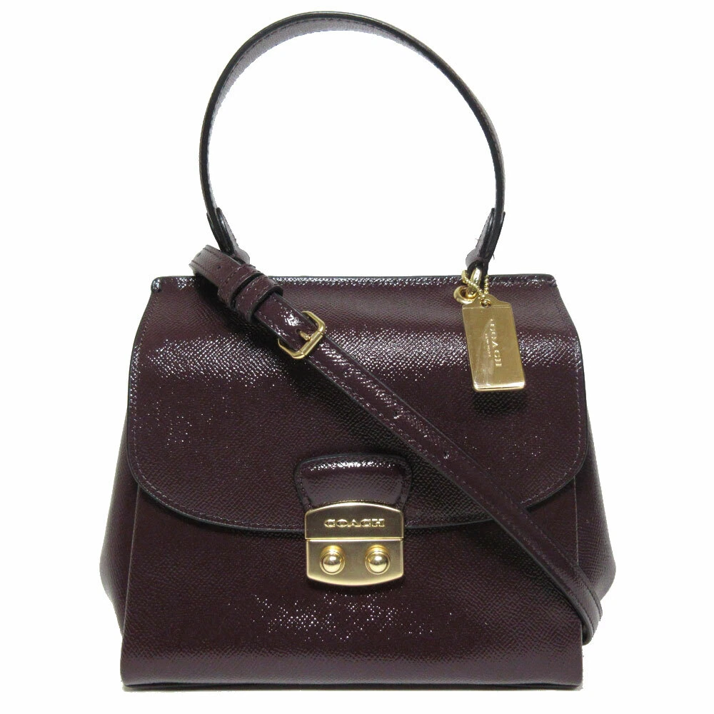 Coach Patent Crossgrain Leather Avary Crossbody Bag Brown Purse