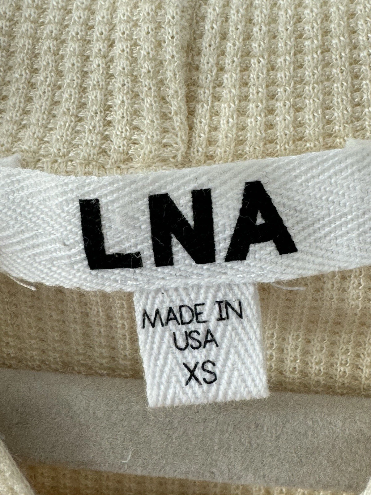 OFF WHITE Felpa con cappuccio LNA taglia XS avorio giallo waffle termica dorian comoda