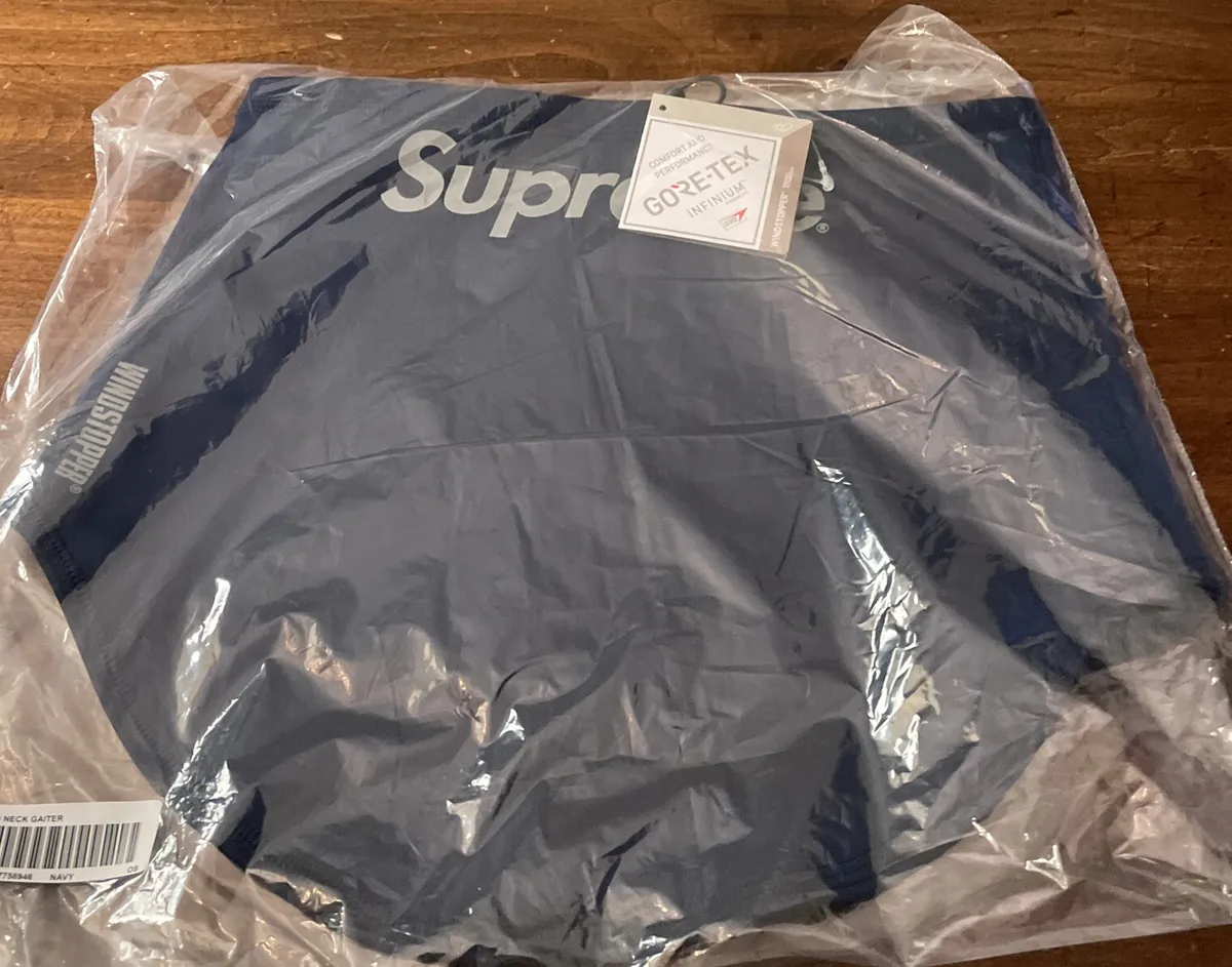 SUPREME/ WINSTOPPER NECK GAITER NAVY OS FW21 WEEK 15 IN HAND AUTHENTIC  /GORE-TEX