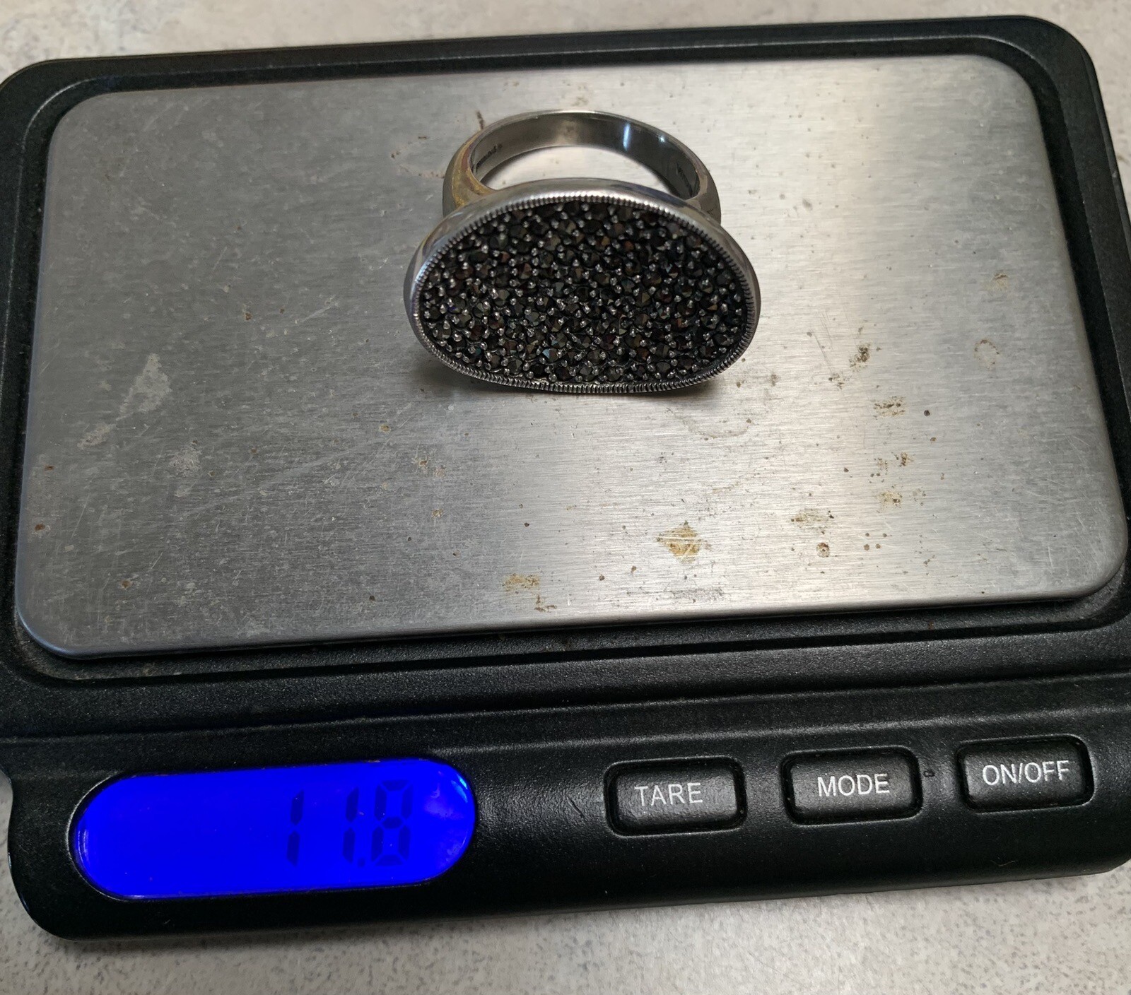 Solid STERLING SILVER MARCASITE Size 6  Sparkling… - image 8