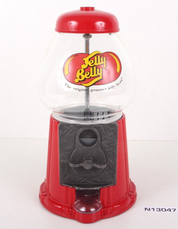 Vintage 11” Jelly Belly Gumball Coin Machine Dispenser Glass Globe & Metal Base