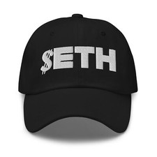 ETH Ethereum Ticker Cryptocurrency Embroidered Baseball Cap Dad hat