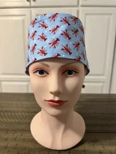 Scrub or Chef Hat Medical Nursing Chemo Skull Cap Lobster Print Fabric