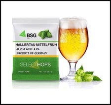 HOPS HOP PELLETS 1 OZ GERMAN HALLERTAU THE GENUINE MITTELFRÜH MITTELFRUH VARIETY