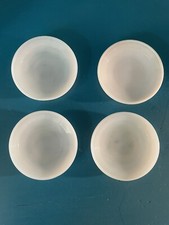 Vintage Akro Agate Slag Glass White Concentric Rib Saucers x4