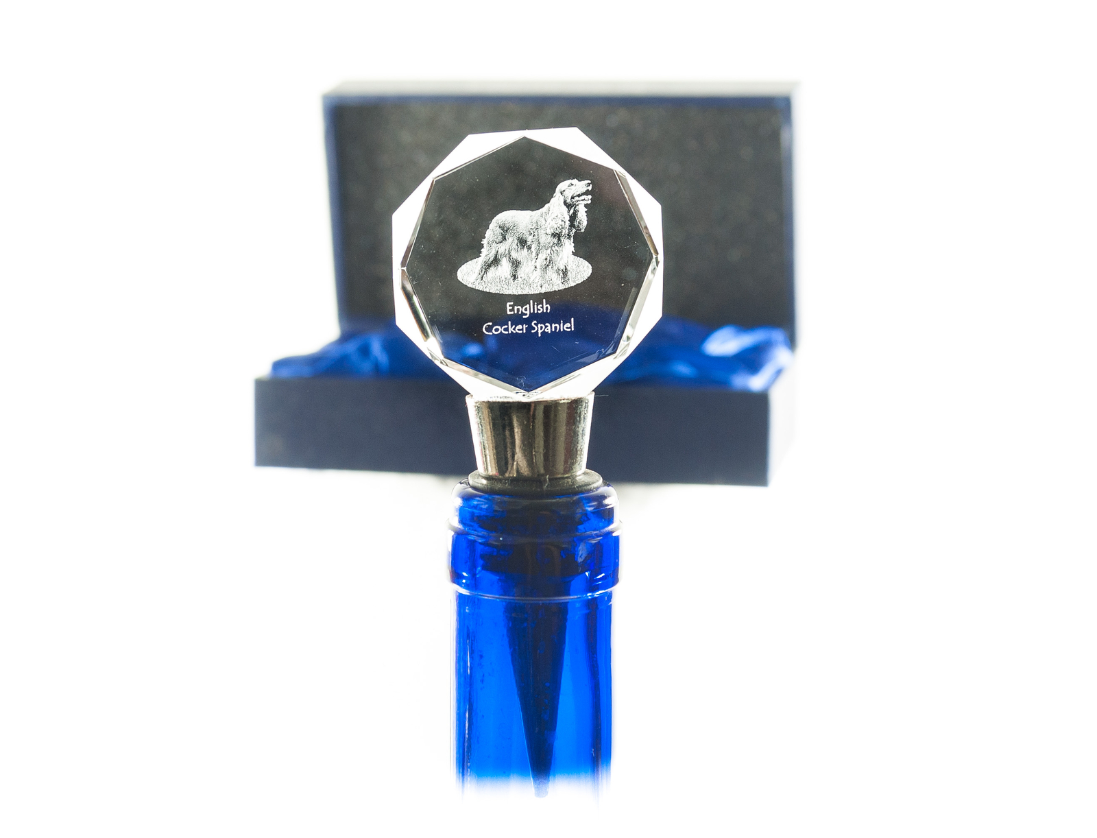 English Cocker Spaniel - Bottle stopper, crystal wine stopper with photo, person