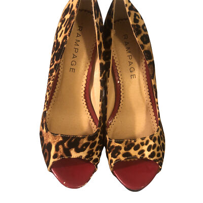 Rampage Womens Gracee Brown Black Leopard Print Pump Stiletto Heels Size  M