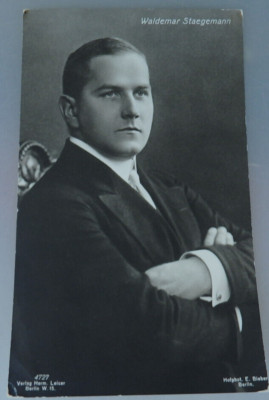 Foto-Autogrammkarte Opernsänger + Schauspieler Waldemar Staegemann 1915 (108973)