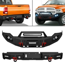 Front /Rear Bumper W/ Sensor Holes For 13-18 Dodge Ram 1500&19-24 Classic Model