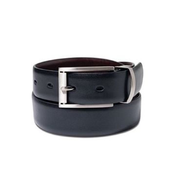 $85 Alfani Men Black Brown Faux Leather Reversible Buckle Casual Dress Belt 36
