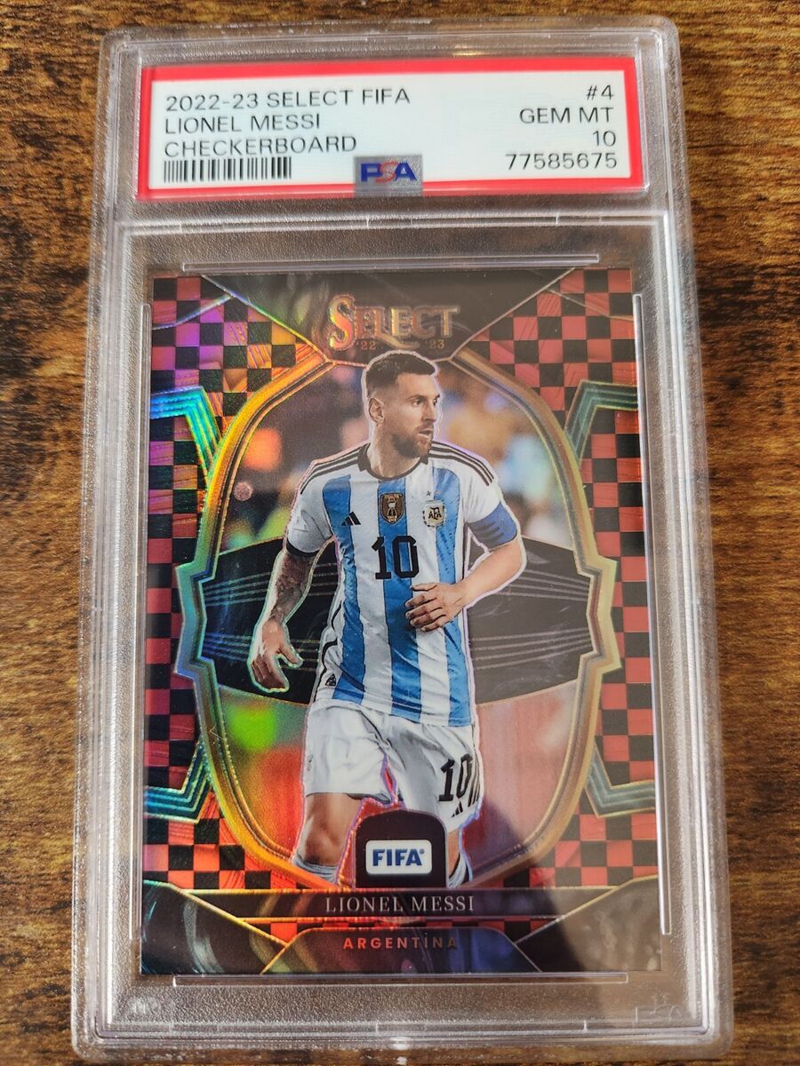 2022-23 Select FIFA Lionel Messi Checkerboard SSP PSA 10 Gem 2022-23 Select FIFA Lionel Messi Checkerboard SSP PSA 10 Gem