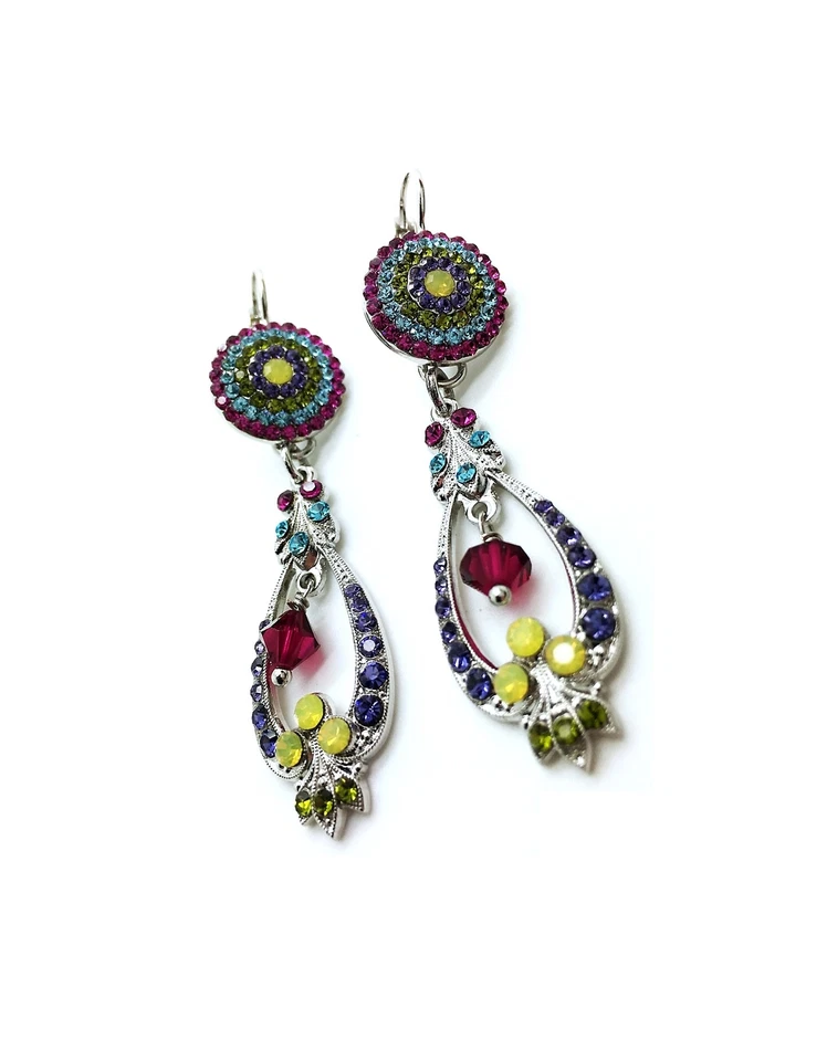 Mariana Earrings Fuschia, Peridot, Tanzanite, Aquamarine ,Opal, Olivene & Jon... - Image 3 of 3