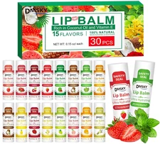 30 Pack Lip Balm, Natural Lip Balm Bulk with Vitamin E and Coconut Oil, Moisturi