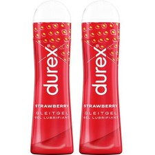 Image of Durex Play Strawberry Flavoured Lubricant 2 Bottles (100ml) Condom Friendly