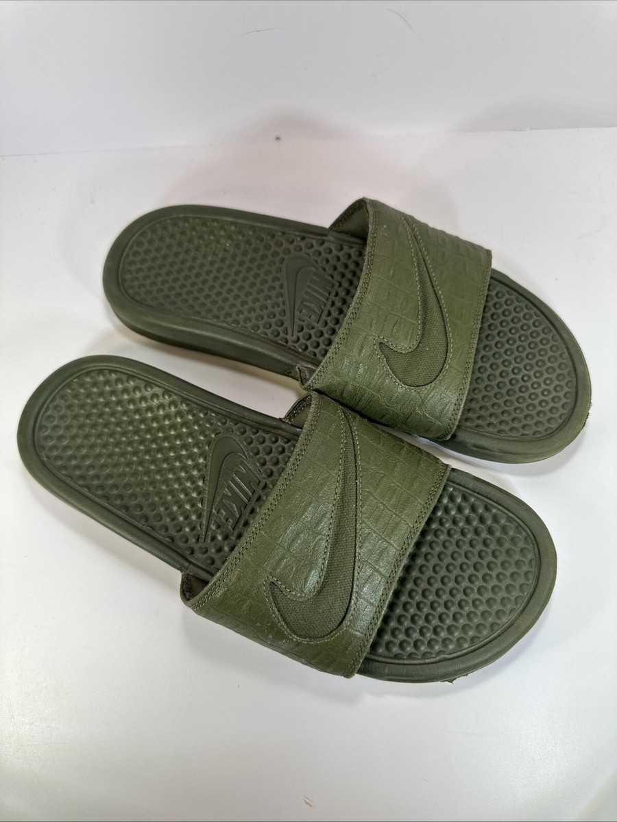 NIKE ✨Benassi Olive Green ✨Crocodile ✨Slides✨Sz Men