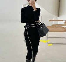 Cold- Shoulder Contrast Trim Knit Midi Body Con Dress