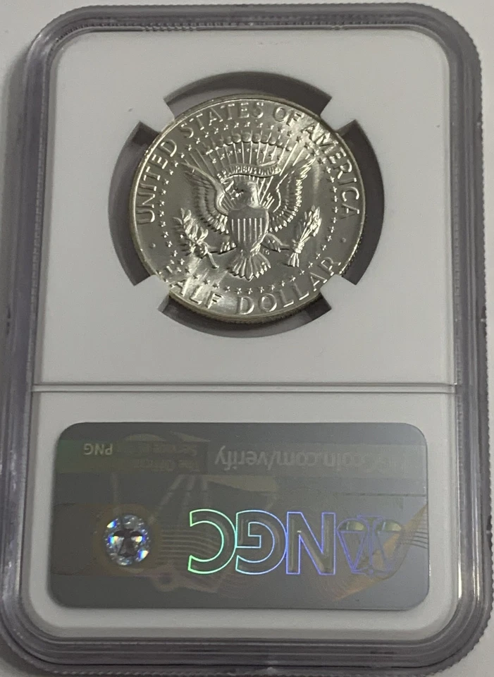 1968 D NGC MS64 Silver Kennedy Half Dollar 50c JFK Coin Signature Flag Label - Image 3 of 3