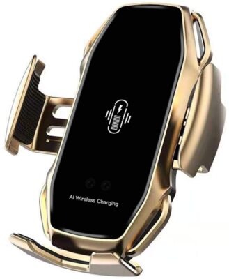 EERIE A5 Smart Sensor Wireless Car Charger Mount - Black/Gold