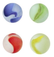22mm Frosted Rainbow Glass Marbles 7/8 Inch Set of 4 Red Blue Green Yellow