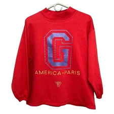 VTG Guess Georges Marciano 80s America-Paris Red Logo Sweatshirt L Made in USA
