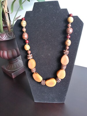 TAGUA nut artisanal Light brown Necklace  Handmade  Organic Ecuador Free shippin
