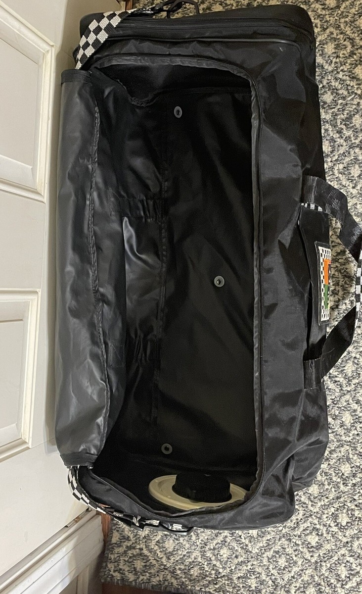 Bulova Vintage Duffle Travel Bag Checkered Straps Black 