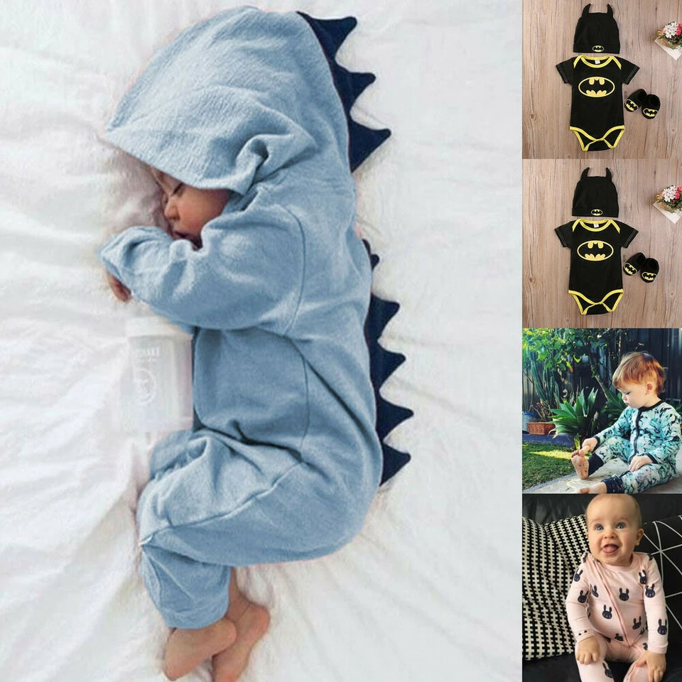 Infant Baby Boy Girls Dinosaur Clothes Romper Bodysuit Jumpsuit Costume Outfit - Image 2 of 4