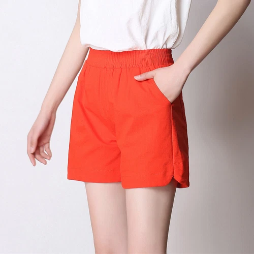 Summer Women's Casual Linen Shorts Trunks Ladies Elastic Waist Beach Short Pants - Picture 4 of 40