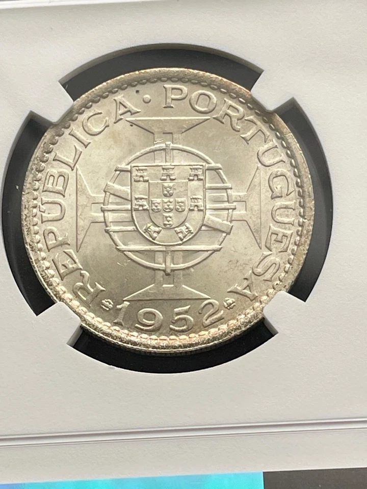 1952 Portugese Macao (Macau) now China 5 Silver Patacas NGC MS65 - Image 4 of 4