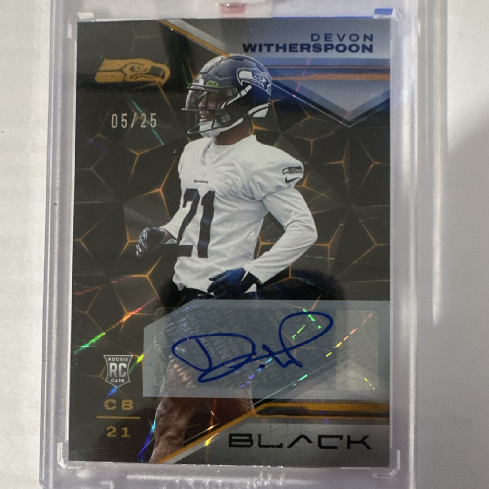 2023 Panini Black Rookie Auto Devon Witherspoon #160 Serial /25 Seahawks