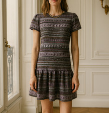 Brooks Brothers Gray Ruffle Hem Short Sleeves Dress Womens Size 4 Old Money