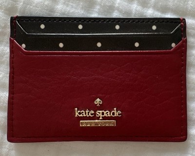 kate spade new york Red Leather Polka Dot Card Holder for Women