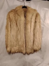 Saga Fox Womens Ivory Blue Fox Fur Coat M