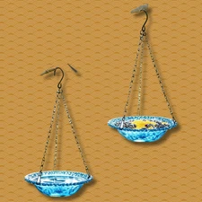 2 Pack Hanging Bird Baths Bird Feeders Blue for Outdoors Water Bowl Easy Clean