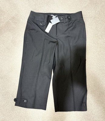 NEW!!! ANN TAYLOR LINDSAY Cropped Pants Black Pinstripe Capris Wide-Leg 10 NWT