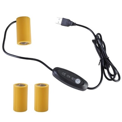 USB 5V Power Converter Cable Cord Replacement for 1-3pcs 1.5V LR14 C Batteries