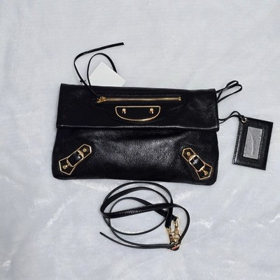 Balenciaga Classic Chevre Leather Envelope Strap Clutch Black | NWT | MSRP $1490