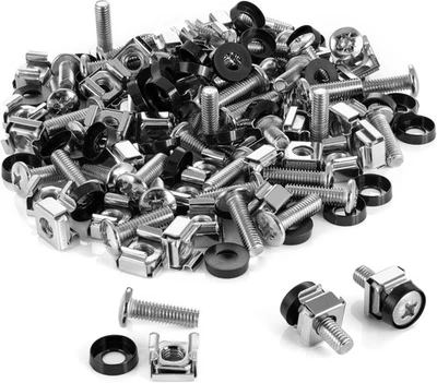 Poppstar 100 pz Set di viti per rack e dadi a gabbia M6x20 mm per rack 10"/19"