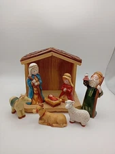 Vintage Home for the Holidays Porcelain Nativity Scene Manger May Company Flaw