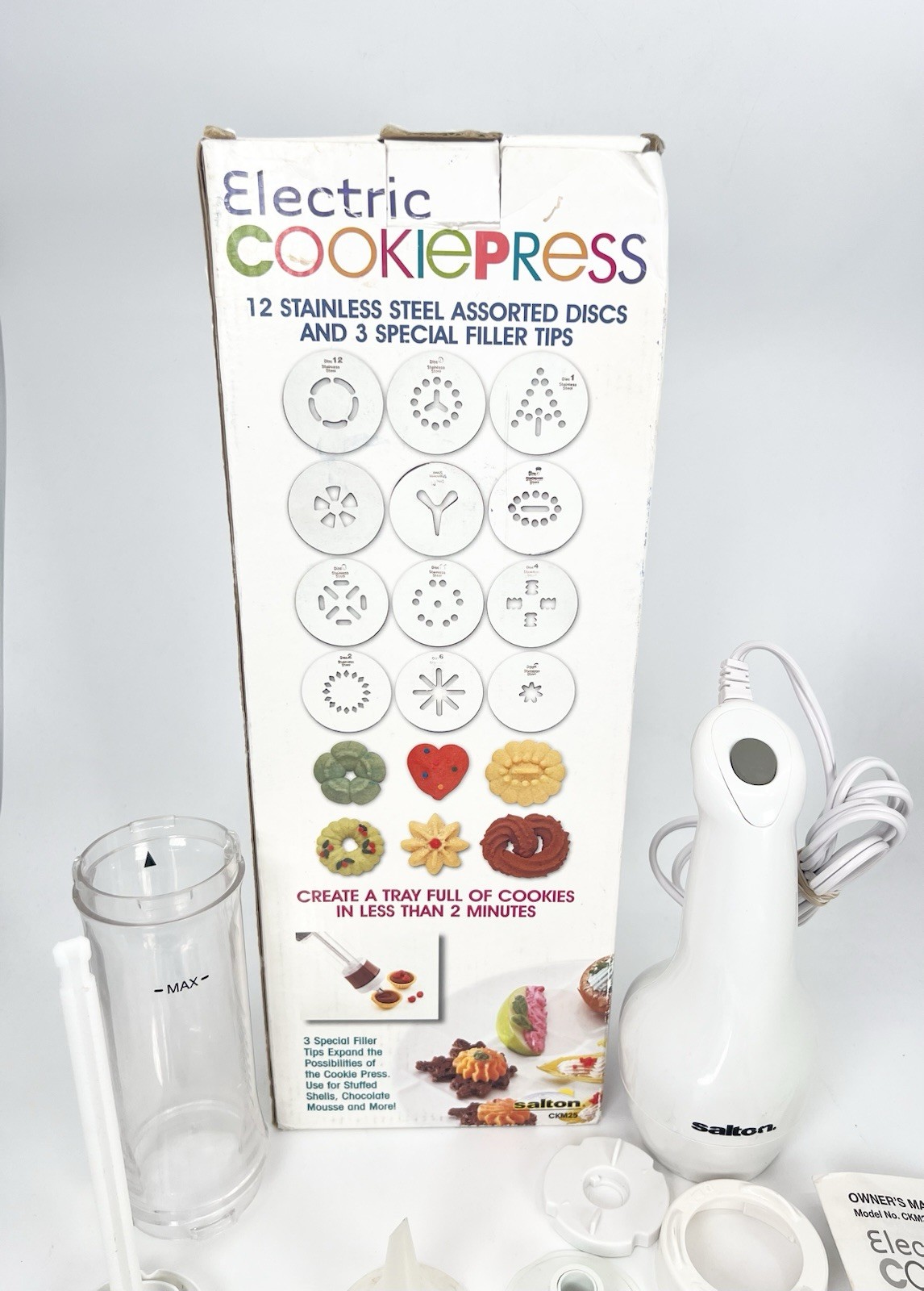 Salton Electric Cookie Press CKM25 Filler Decorator Appetizers-COMPLETE TESTED