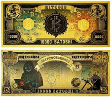 BITCOIN 10000 SATOSHI Gold Foil Banknote &ndash; Rare PVC Crypto Collector&rsquo;s Item