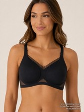Honeylove Crossover Bra Black Wireless Mesh Shaping Support Size M Adjustable