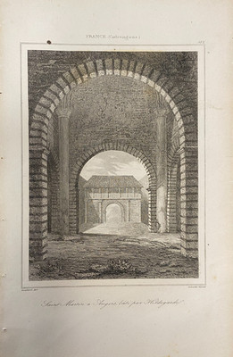 ENGRAVING FRANCE CAROLINGIANS '' SAINT MARIN A ANGERS BUILT BY HILDEGARDE ''